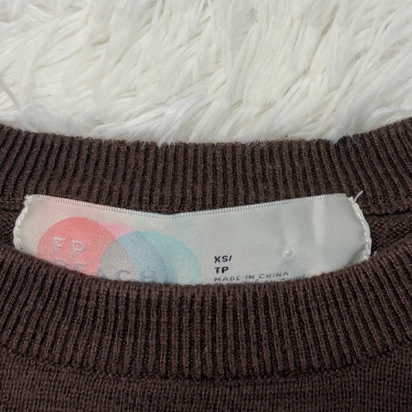 Free People Beach Brown Cropped Sweater - Picture 2 of 3